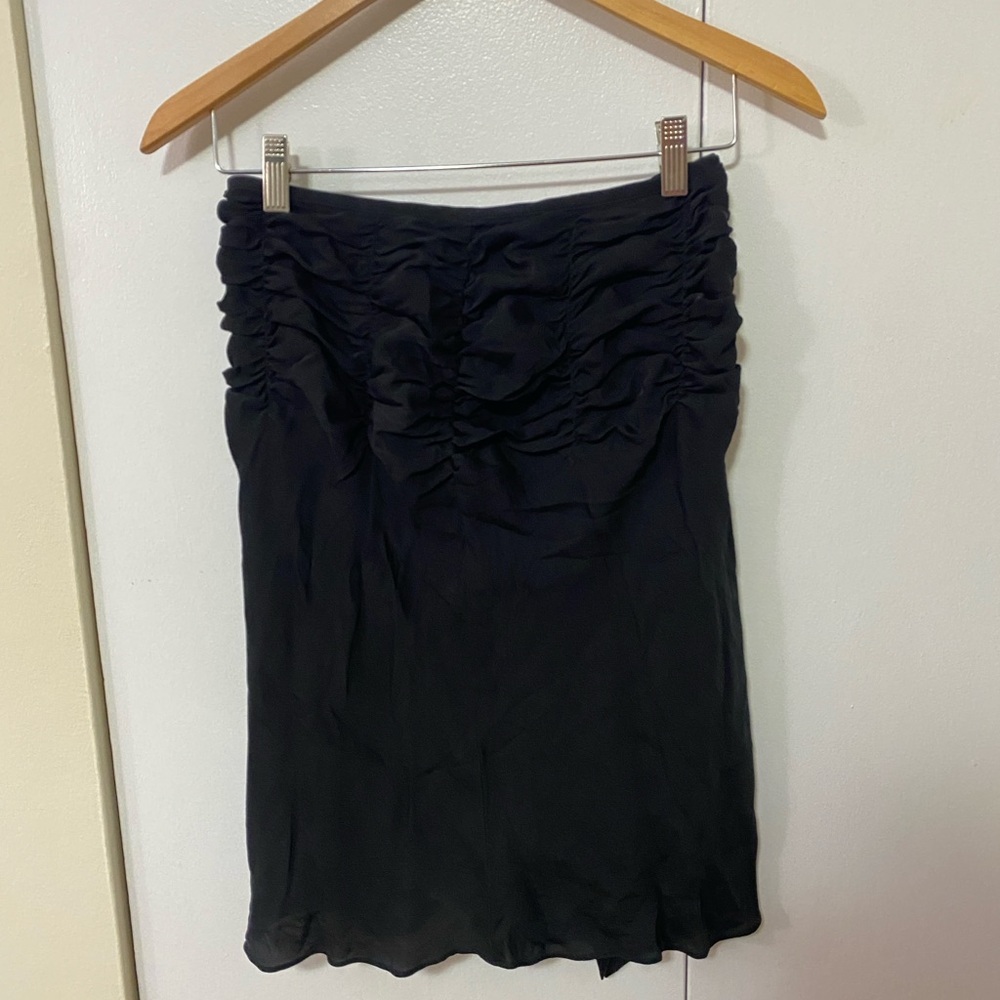 Elegant Black 92% Silk Ruched Skirt